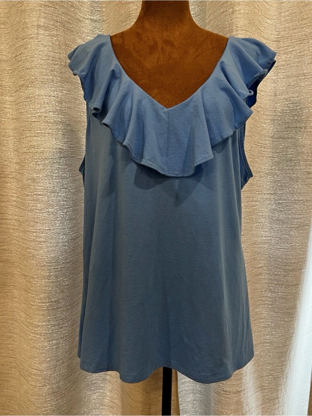 Lilly Pulitzer Alessa Ruffle Tank Top Blue Thistle XL